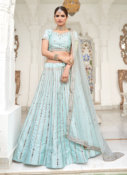 Light Blue Mirrorwork Lehenga