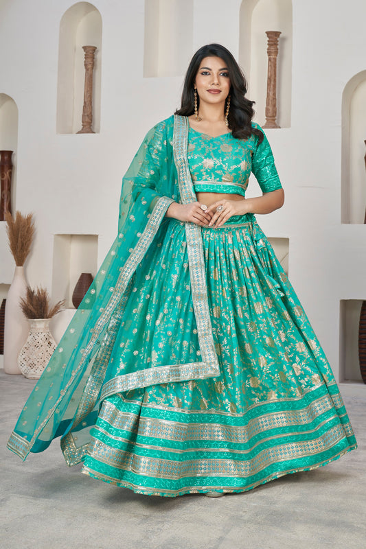 Sage Green Broad Border Lehenga