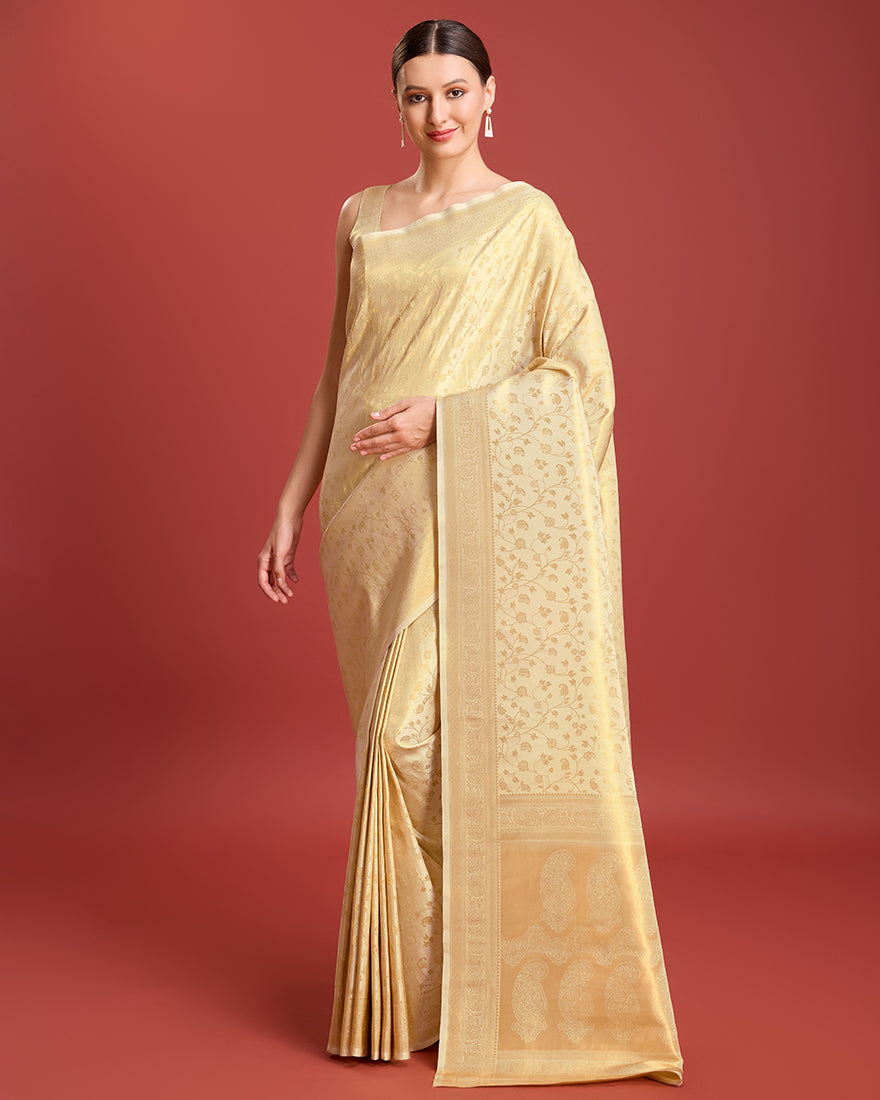 Beige Zari_Woven Pure_Kanjivaram_Silk
