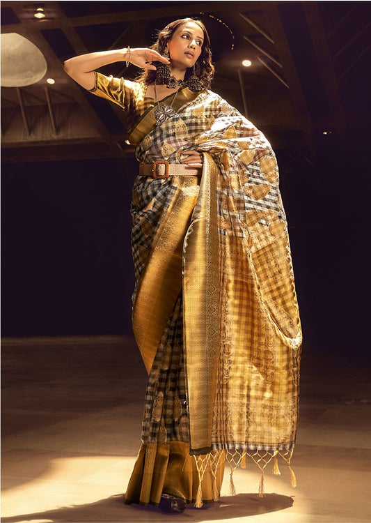 Gold woven saree