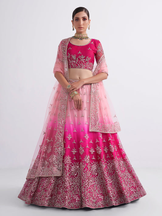 Pink Ombre Embroiderd Lehenga