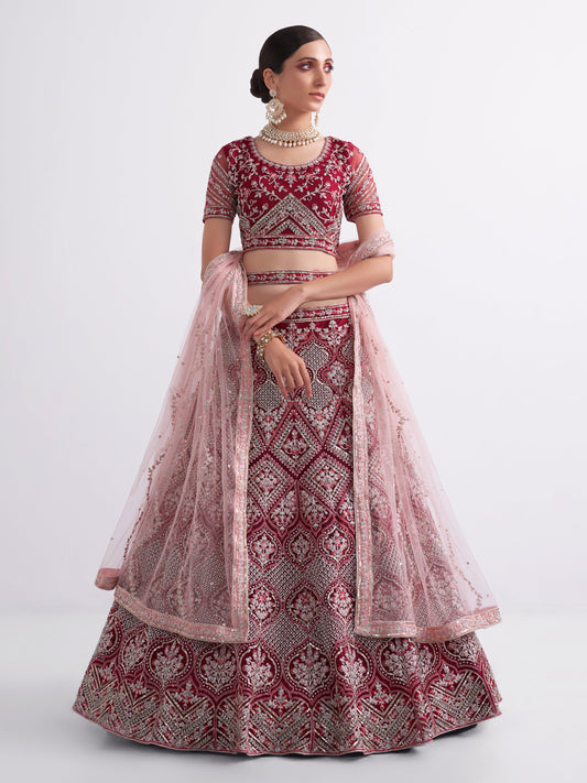 Maroon Embroiderd Lehenga