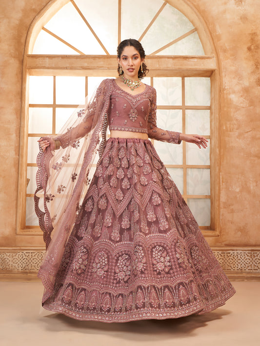 Blush Tonal Thread Zari Embroidery Lehenga