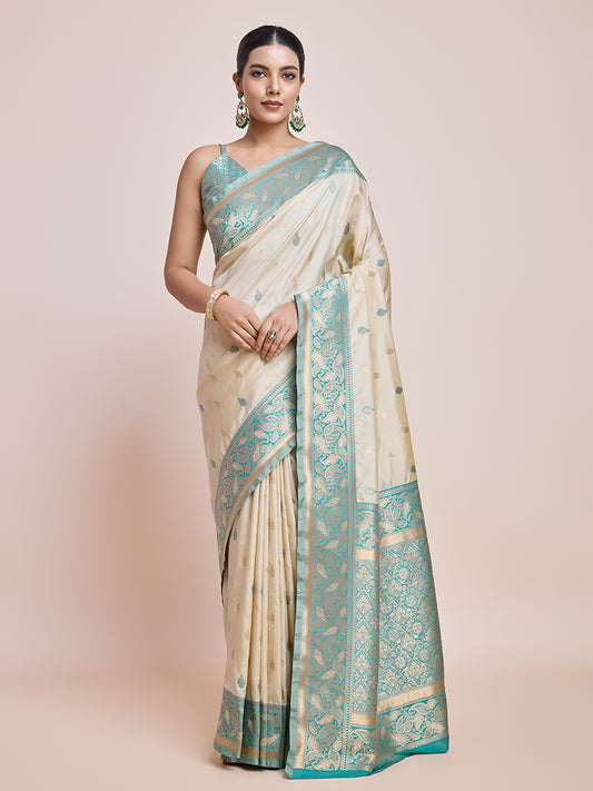 Cream Zari_Woven Banarasi_Silk