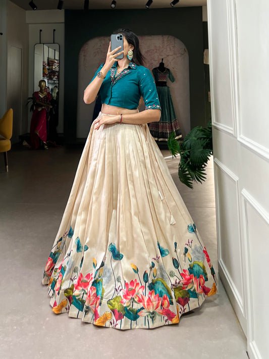 Tussar Silk With Floral Print Lehenga Choli