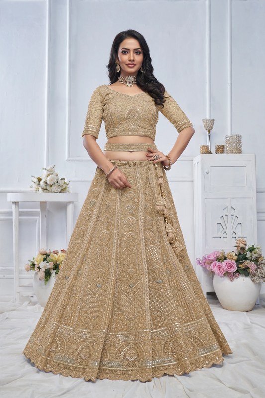 Golden Embroidered Bridal lehenga