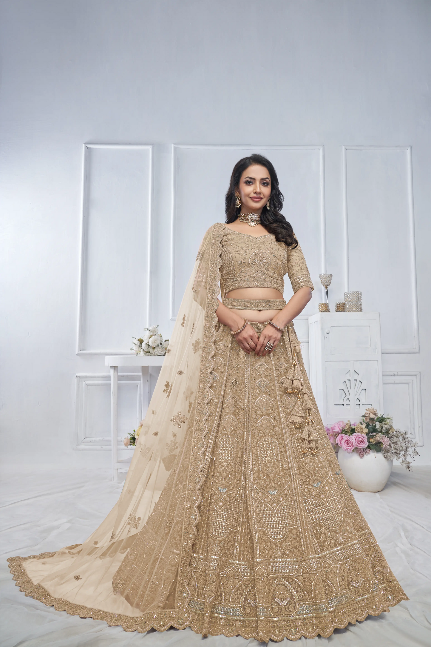 Golden Embroidered Bridal lehenga