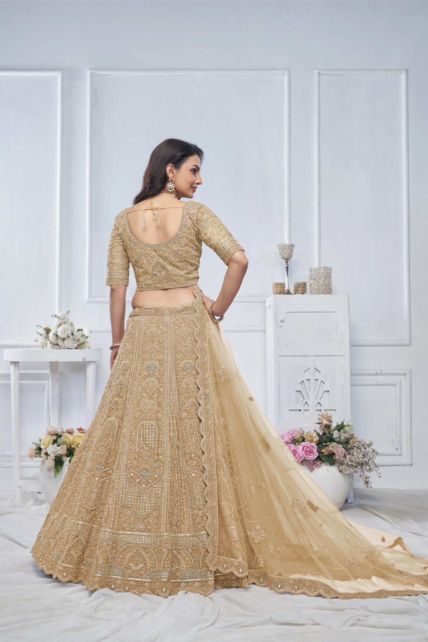 Golden Embroidered Bridal lehenga