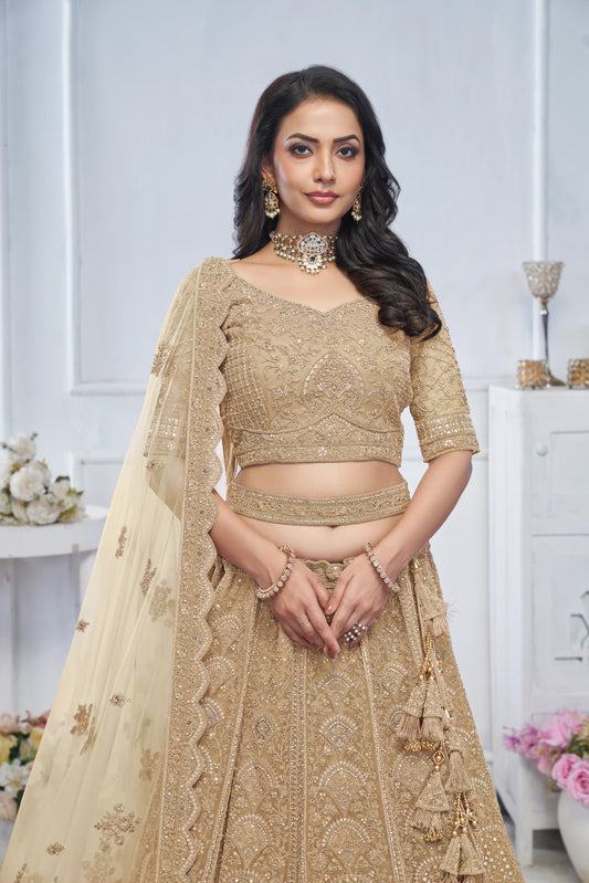 Golden Embroidered Bridal lehenga