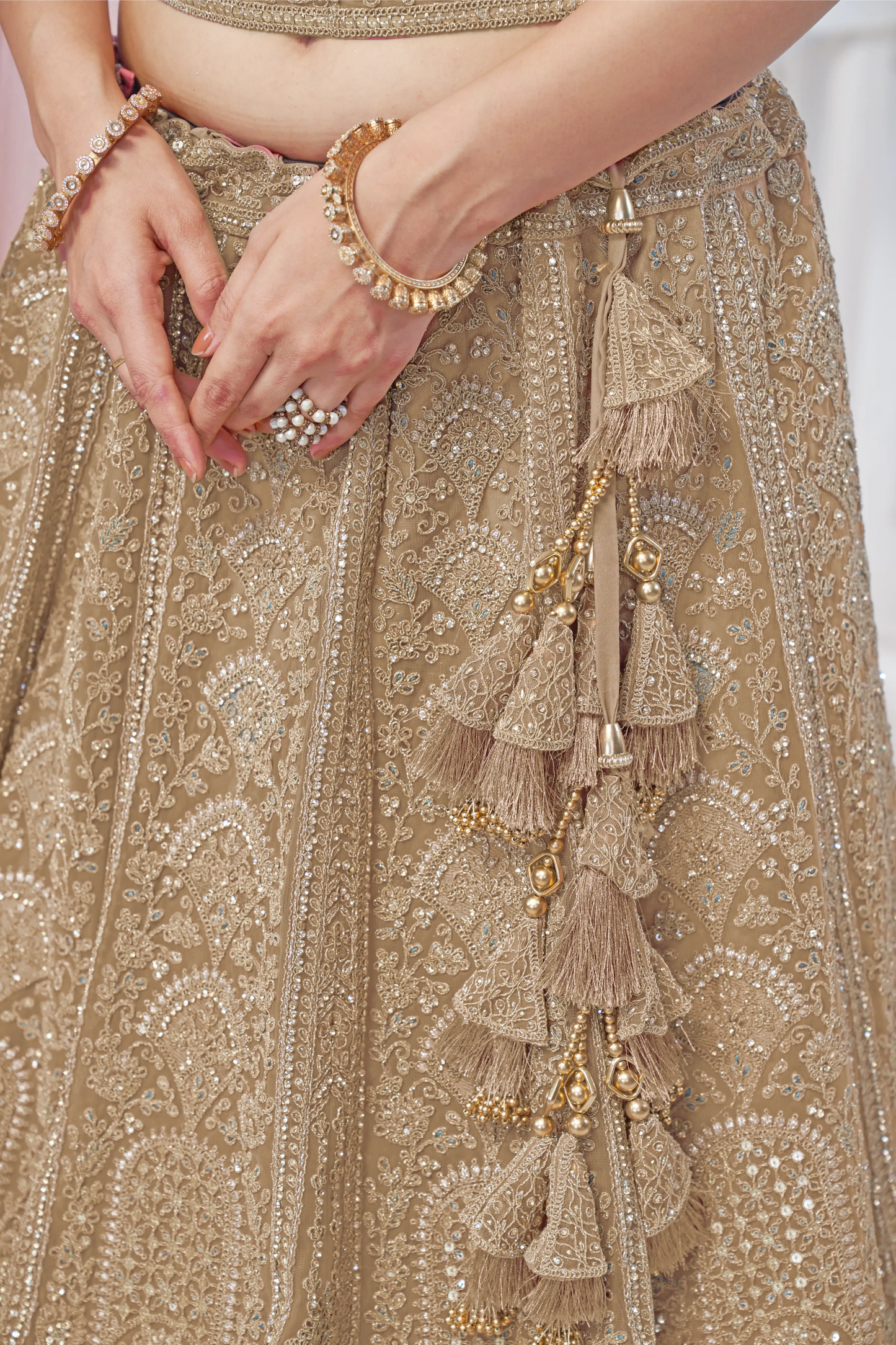 Golden Embroidered Bridal lehenga