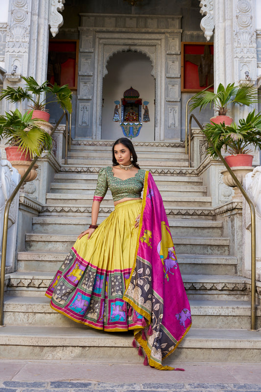 Women's Tussar Silk Lehenga Choli