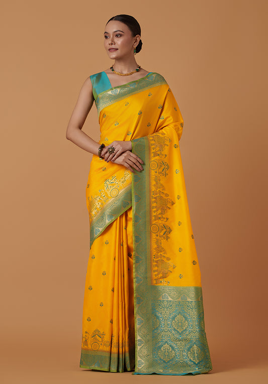 Yellow Zari_Work Silk_Blend