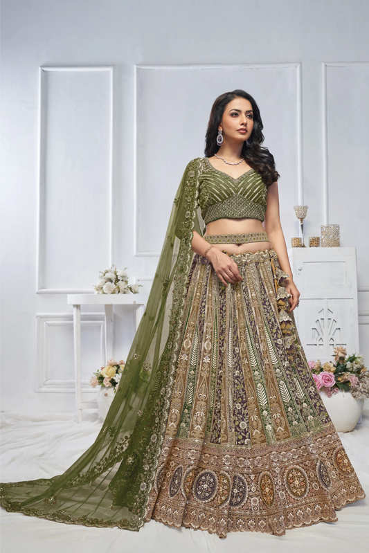 The Grandeur Green bridal lehenga