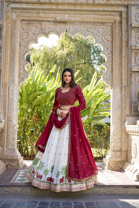 Georgette With Sequins and Thread Embroidery Work Lehenga Choli