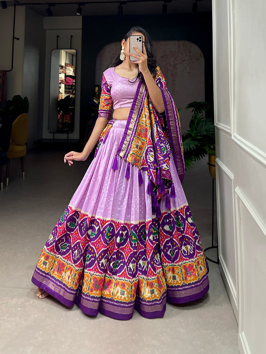 Women's Tussar Silk With Patola Print Lehenga Choli Set