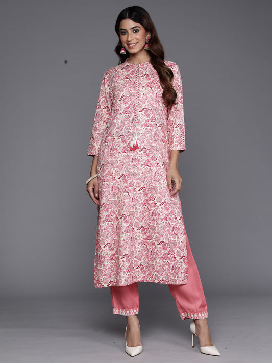 Women Pink Printed Straight Kurtas