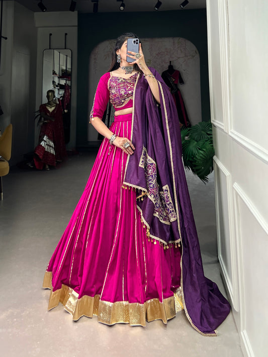 Women's Chanderi style Lehenga Choli