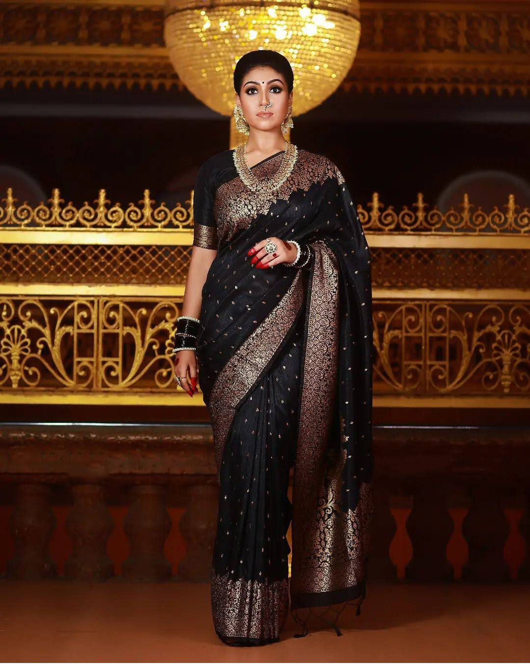 Black Jacquard Work Saree