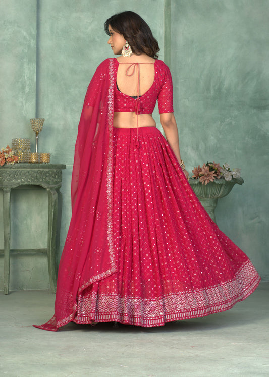 Rani Pink Embroidered Lehenga