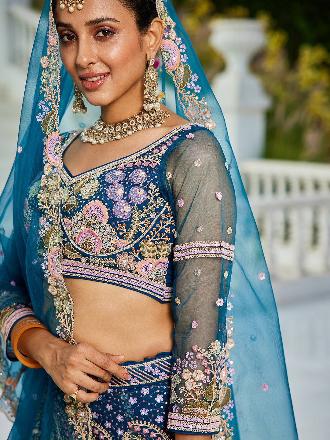 NavyBlue net with Coding & Zarkan embroidery Lehenga choli & Dupatta