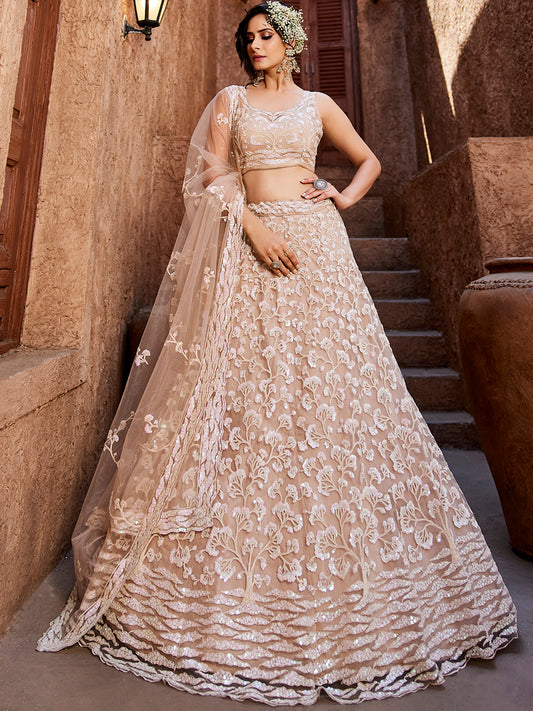 Nude Net Sequinse embroidery Lehenga