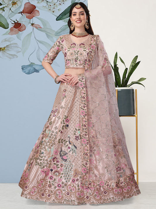 Floral Thread & Sequin Embroidery Lehenga