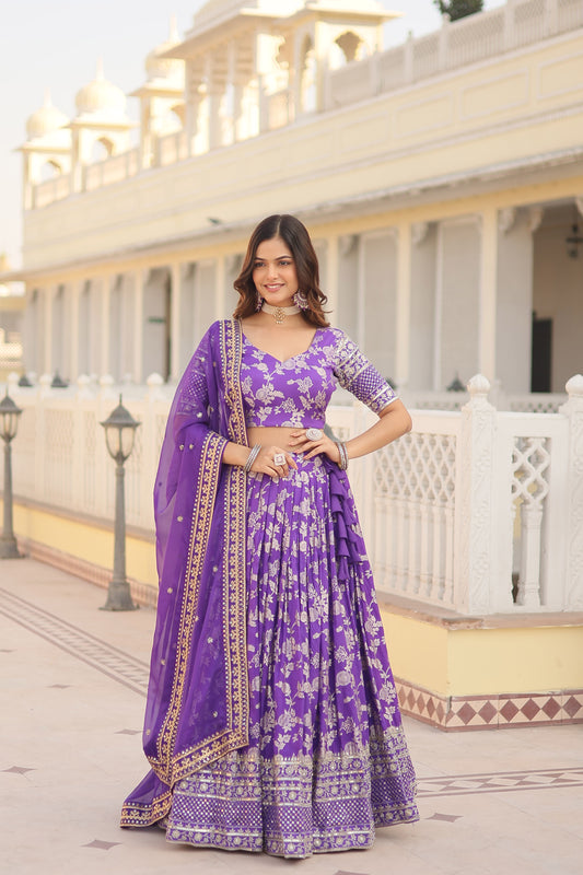 Purple floral Jaal Lehenga