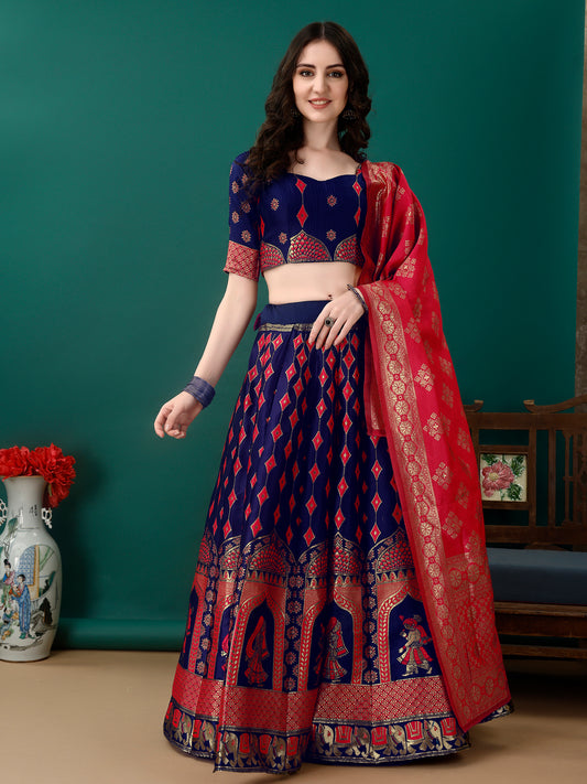 Blue Lehenga with Banarsi Dupatta