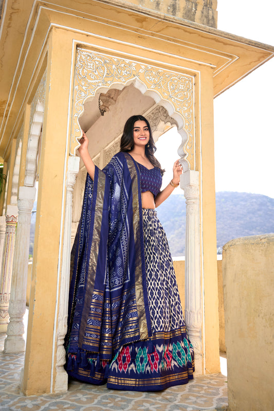 Blue Printed Lehenga