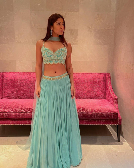 Light Blue Zari Work Lehenga