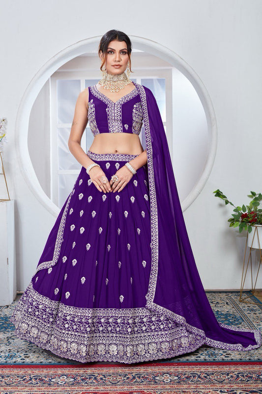 Purple Small Buti Work Lehenga