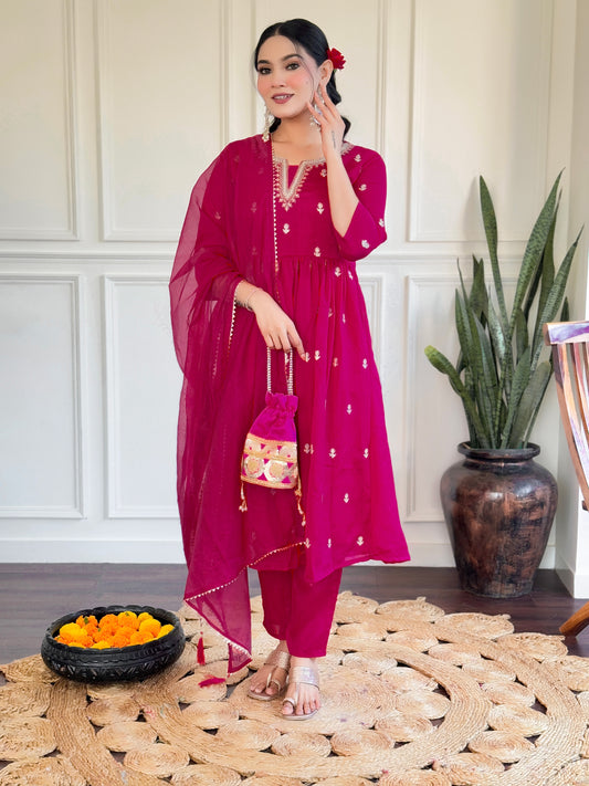 Pink Embroidery Kurta