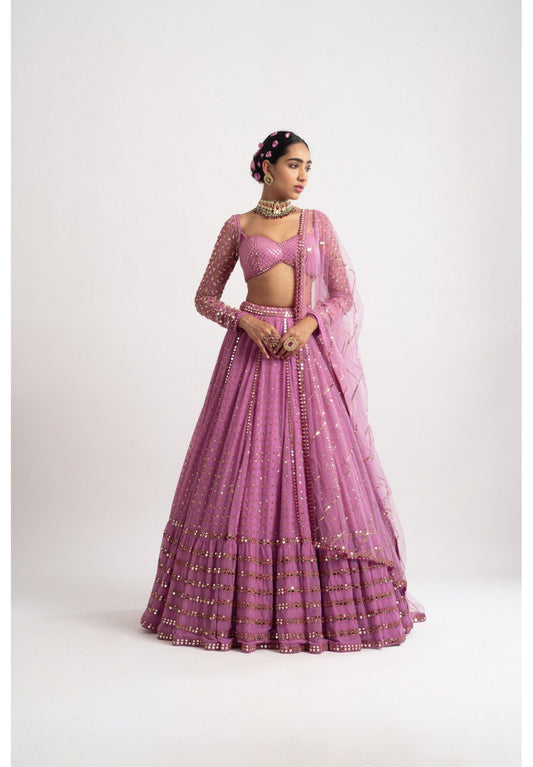 Pink Sequien zari work Lehenga