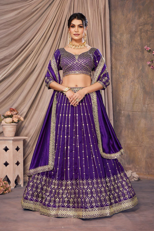 Purple Zari Work Lehenga