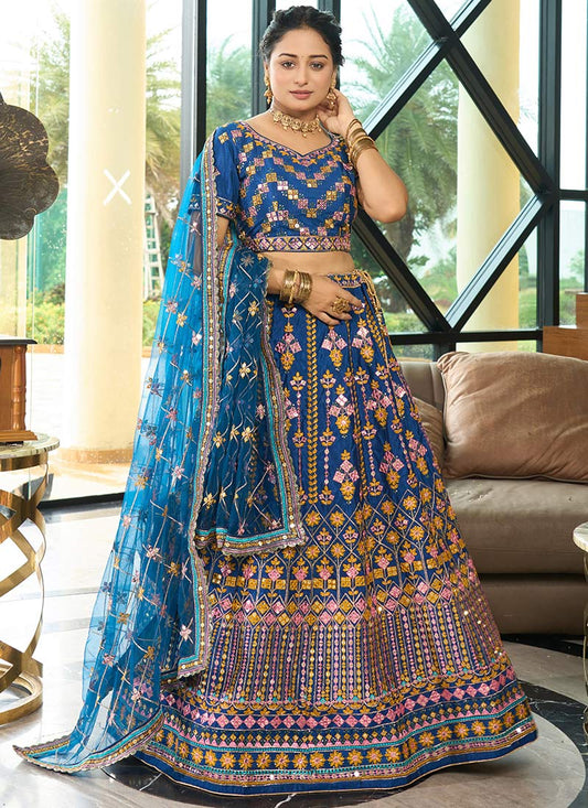 Blue Multicolor Embridery Lehenga