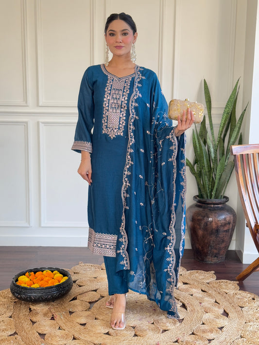 Silk Embroidered Kurta