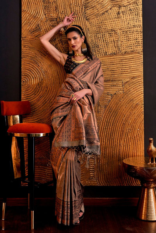  Rust woven saree