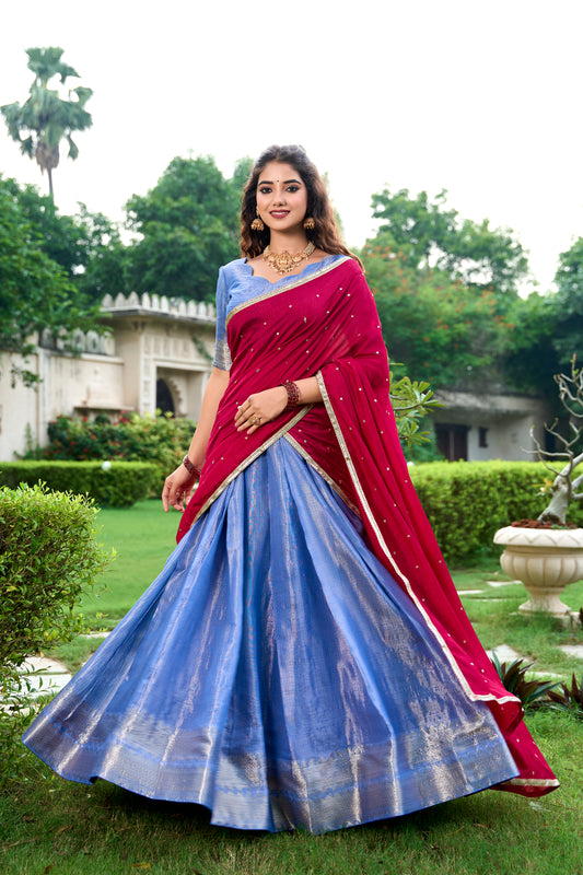 Women's Kanchipuram Lehenga Choli With Dupatta