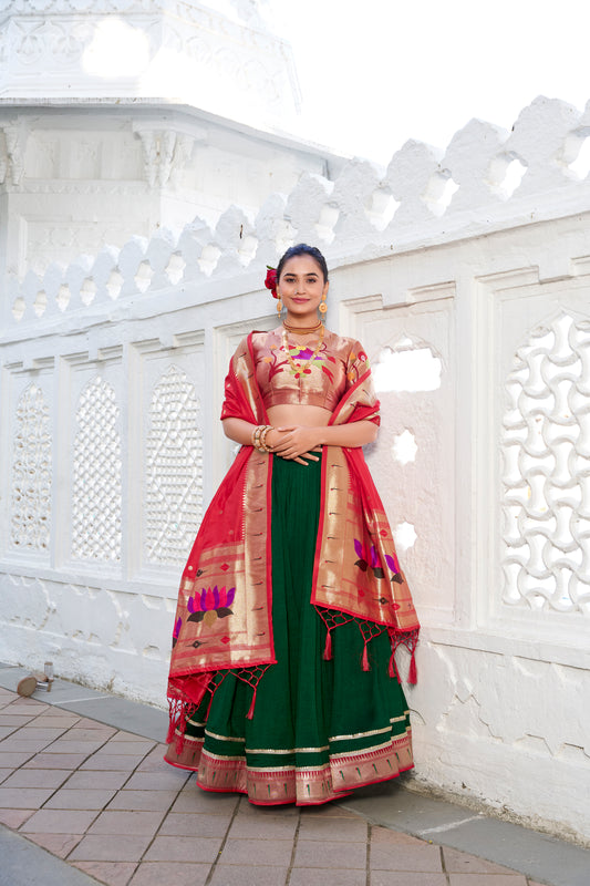 Vichitra Silk With Paithani Style Lehenga Choli Set