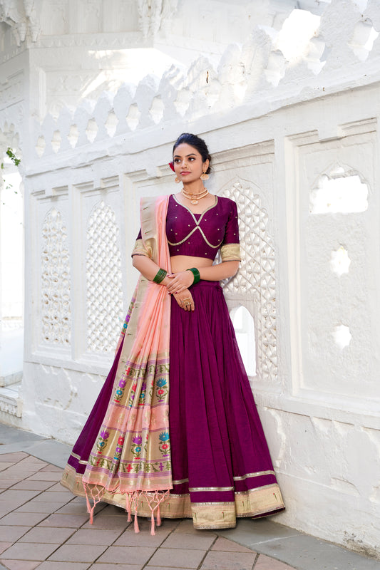 Vichitra Silk With Paithani Style Lehenga Choli Set