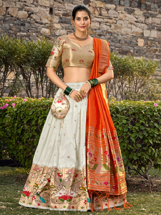 Women's Jacquard Silk With Paithani Design Lehenga Choli Set