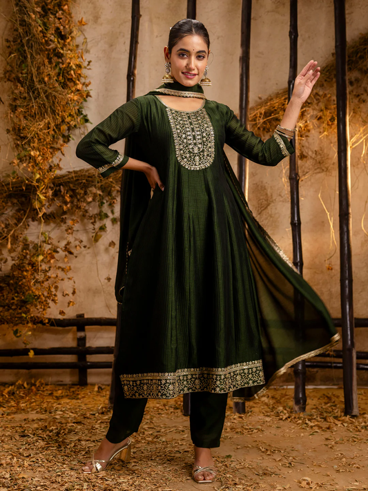 Green Classy Designer  Heavy Anarkali Kurta Sets