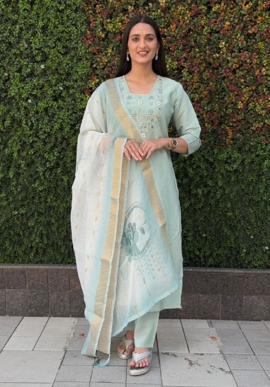 Sea Green Trendy Elementary Designer Readymade Salwar Suit