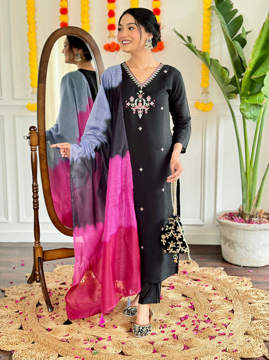 Black Trendy Elementary Designer Readymade Salwar Suit