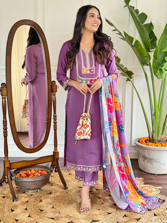 Lavender Trendy Elementary Designer Readymade Salwar Suit