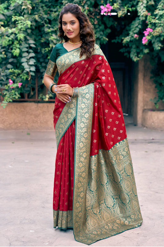 Maroon Designer Party Wear Silk Saree