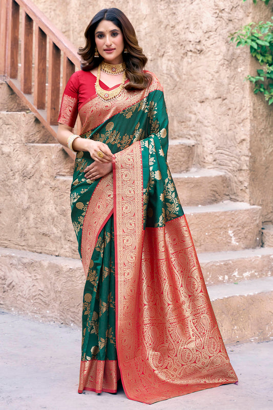 Green Designer Party Wear Silk Saree