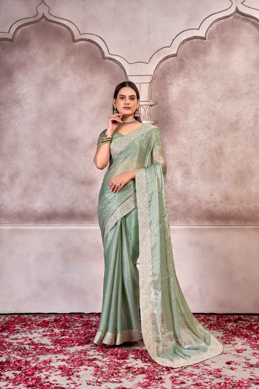 Pista Designer Party Wear Sitara Saree