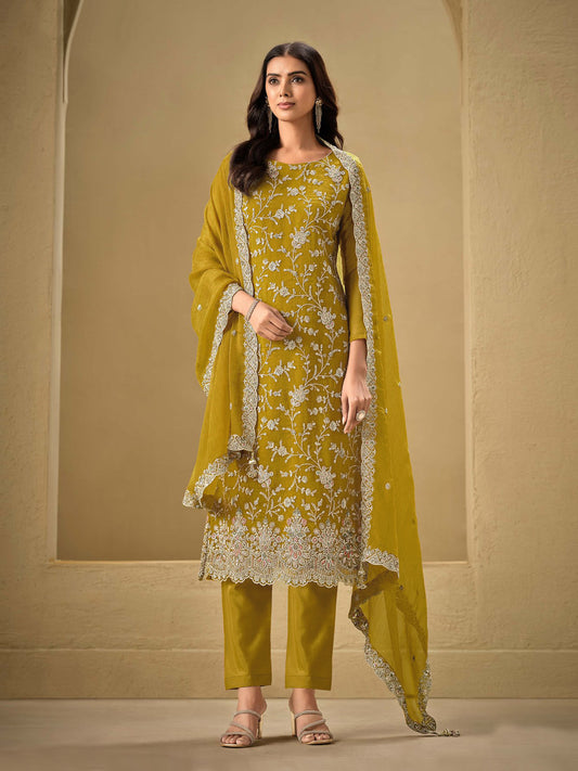 Mustard Traditional Designer Heavy Salwar Suit Collection