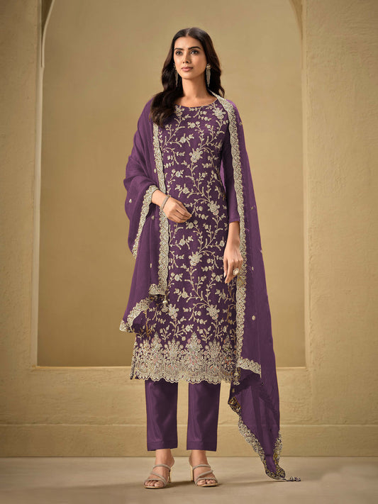 Purple Traditional Designer Heavy Salwar Suit Collection